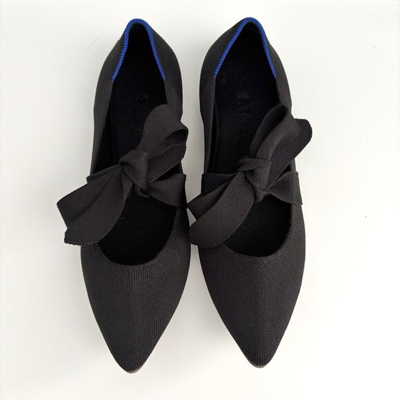 Rothy’s The Point Mary Jane Bow Tie Black Knit Ballet Flats Women’s Size 10 Shoe - Picture 1 of 7